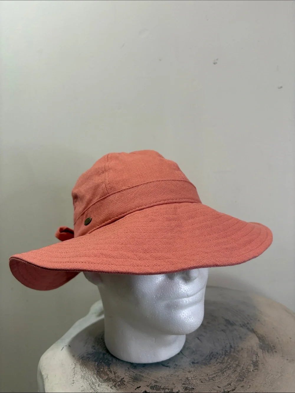 Scala Collection Ohana Cotton Facesaver Hat with Bow Salmon Pink Structured Brim